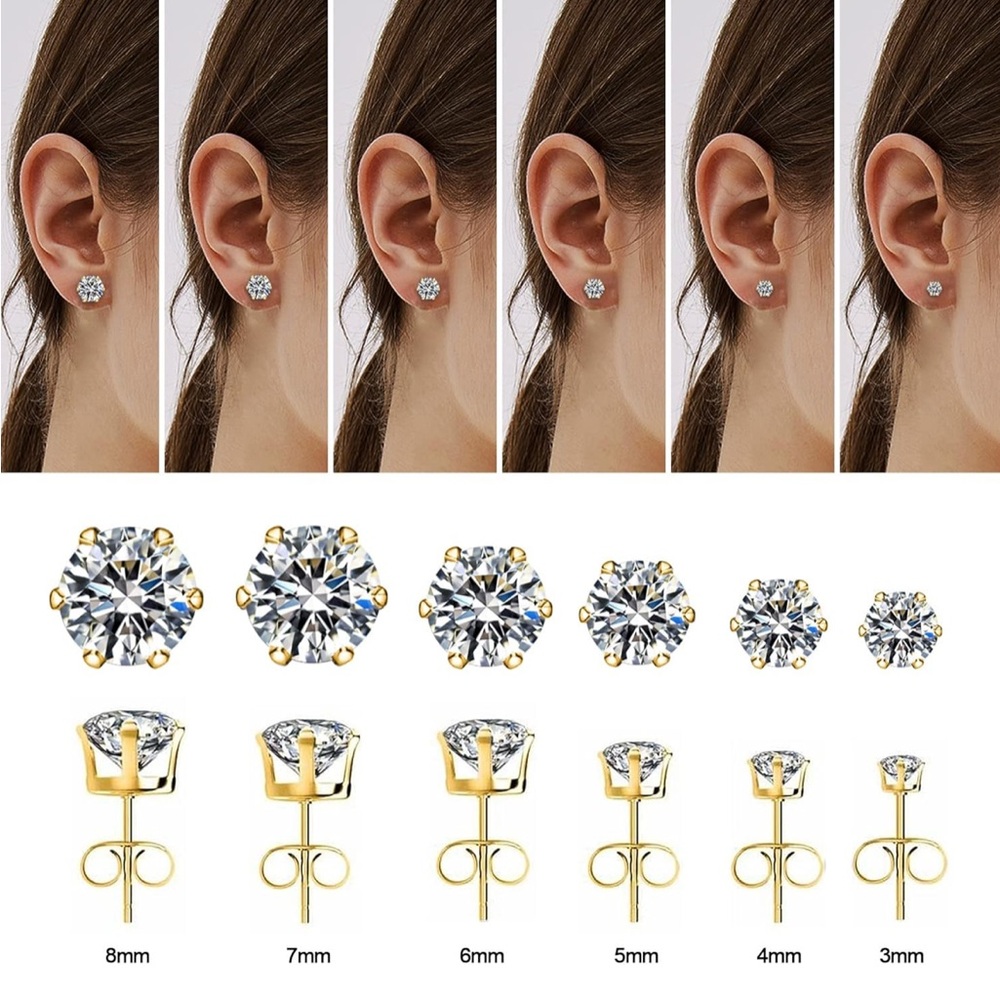 Uhibros Gold Stud Earrings Set